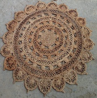 Tapis rectangulaire Kilim Mandala en coton tressé à la main de haute qualité avec bordure à motif feuille, antidérapant, écologique et adapté aux animaux domestiques
