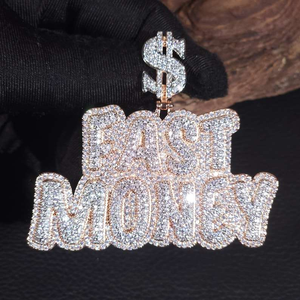 Colgante de Moissanita Plateada con Diseño de Dólar 'Fast Money', Estilo Hip Hop Iced Out, Colgante de Alta Gama, Joyería Unisex de Moda Urbana, Regalo - Product Image 3