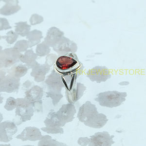 Anillo de Granate Rojo, Anillo de Plata de Ley 925, Anillo con Piedra Roja, Anillo de Promesa para Ella, Joyería de Granate, Anillo con Gema, Regalo de San Valentín - Product Image 6