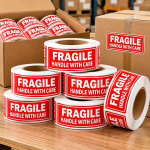 Custom Fragile Handle With Care <b>Stickers</b> Shipping Labels Waterproof Warning Labels for Packaging Carton Boxes Wholesale - Product Image 6