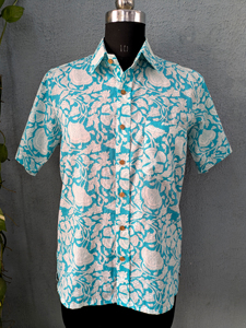 Chemise décontractée pour homme à manches courtes, imprimée à la main, motif floral, 100% coton respirant, col rabattu noir, style été, ODM - Product Image 6