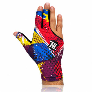 Gant de billard demi-doigt rose et bleu à motif floral, gant de sport unisexe avec fermeture auto-agrippante, main droite, impression par sublimation multicolore - Product Image 2