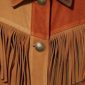 Premium Patchwork Fringe <b>Suede</b> Leather <b>Jacket</b> - Bohemian Western Style - Product Image 3