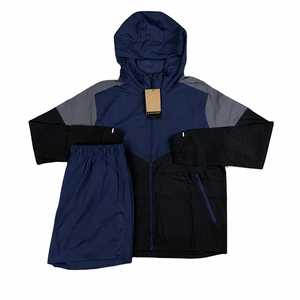 Ensemble de survêtement d'été pour homme, veste coupe-vent à capuche et short, personnalisé OEM, athlétique, séchage rapide, léger et confortable toute la journée - Product Image 5