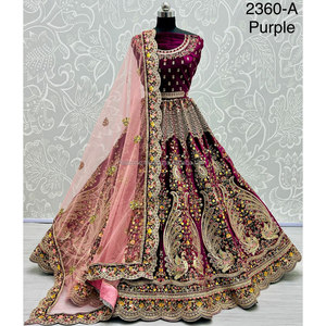 Collections de velours de vêtements de mariée indiens pour la mariée avec le travail de Zarkhan par Fabzone - Product Image 4