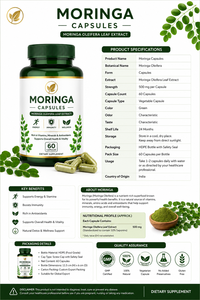 Capsules de Moringa, 60 unités, 600 mg par capsule, extrait de feuilles de Moringa Oleifera, complément alimentaire, soutien immunitaire - Product Image 4
