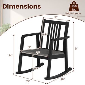 Poltrona da Interno in Legno Massello di Gomma con Capacità di Carico di 180 kg, Cuscino in Lino Nero, Sedia Relax - Product Image 4
