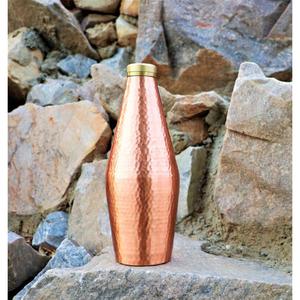 Hammered Copper Water <b>Bottle</b> Reusable Metal Vintage Design for Travel and Outdoor Use Unique Water <b>Bottle</b> With Gold Lid - Product Image 4