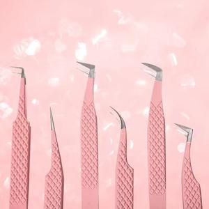 แหนบต่อขนตา Morje Surgical สีชมพู ปลายเรียบ ทำจากสแตนเลสอย่างดี ขนาด 10 มม. ชุดสำหรับต่อขนตา - Product Image 1