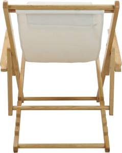 Modern Adjustable Foldable Sling Chair with Solid Wood and Stainless Steel <b>Frame</b> Natural <b>Canvas</b> for Outdoor Garden Use - Product Image 2
