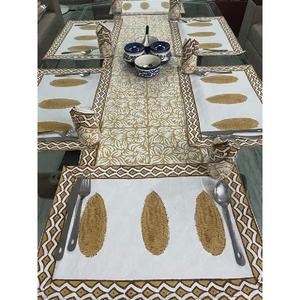 Indian Handcrafted Hand Block Printed Mats Set of 6 Placemats and Napkins Set <b>Table</b> <b>Decor</b> Cotton Mats and Linen Napkins - Product Image 3