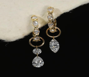 Pendientes Colgantes de Oro de 14K con Diamantes, Dijes Intercambiables, Pendientes de Gota con Múltiples Formas, Joyería Minimalista para Mujer, Uso Diario, Regalo - Product Image 4
