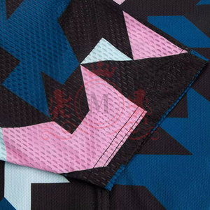 Conjunto de Jersey y Pantalones Cortos de Ciclismo para Hombre, Estampado Geométrico, Azul, Rosa, Negro, Transpirable, Poliéster, Kit para Adultos - Product Image 6