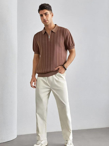 Camiseta de Polo de Golf, Tejido Transpirable, Diseño de Rayas Verticales, Color Sólido, Corte Regular, Ropa Casual OEM - Product Image 3