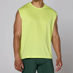 OEM Custom Color Sporty Men's Gym <b>Vest</b> Tank <b>Tops</b> <b>Longline</b> Crew Neck 100% Polyester High Quality Anti-Pilling Quick Dry - Product Image 6