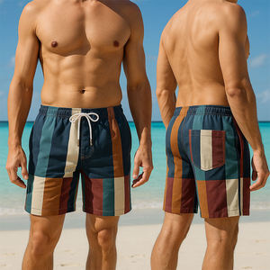 Shorts de Baño para Hombre, Ecológicos, de Cintura Alta, Tejidos, con Estampado Tropical, Logotipo Frontal, Secado Rápido, con Cordón Ajustable, Estilo Casual - Product Image 6