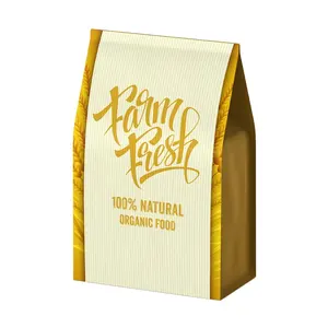 Custom Laminated Printed Plastic Pouch 100% Natural Organic Food Packaging Flat Bottom Box Pouch from India