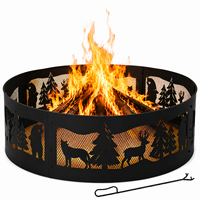 Brasero d'extérieur de 36 pouces - Anneau de foyer portable en métal pour camping et jardin - Découpes à 360 degrés pour la faune - Forêt et nature sauvage