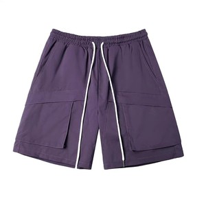 Pantalones Cortos Cargo para Hombre, Color Sólido, Secado Rápido, Cintura con Cordón, Estilo Casual, Tela Oxford, 100% Poliéster - Product Image 2