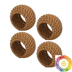Anneau de serviette en rotin naturel tressé, accessoire de table pour la mise en place de la vaisselle, service de restaurant, hôtels et traiteur d'événements - Product Image 1
