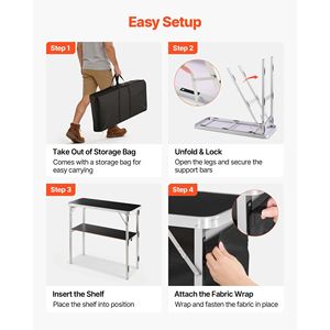 Table de bar pliante portable pour sous-sol avec étagère de rangement, jupe détachable et sac de transport, 38,6 x 15,2 x 34,3 po, lot de 2 - Product Image 5