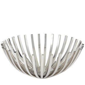 Frutero decorativo de Metal plateado moderno, centro de mesa, Escultura Moderna, arte, decoración del hogar, acento - Product Image 1