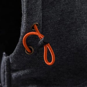 Sweat-shirt à capuche zippé gris foncé pour homme, coupe classique, décontracté, pour l'automne, 100% coton, molleton tricoté, couleur unie - Product Image 6