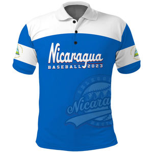 เสื้อโปโลทีมชาตินิการากัว แขนสั้น สีน้ำเงิน พิมพ์ลายแบบซับลิเมชั่น ระบายอากาศได้ดี สวมใส่สบาย ผลิตจากผ้าโพลีเอสเตอร์ 100% - Product Image 2