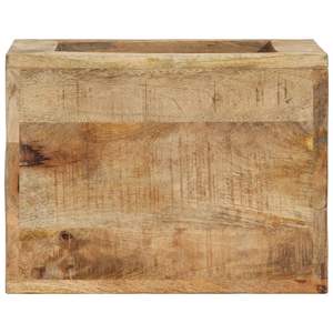 Tabouret et ottoman rectangulaires moyens en bois de manguier massif, couleur bois naturel - Product Image 4