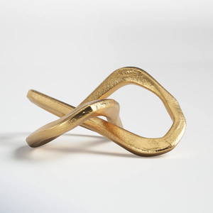 Sculpture d'art moderne en aluminium poli plaqué or de luxe pour la décoration de la maison, du jardin et de l'hôtel - Product Image 1