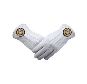 Guantes de Vestir de Cuero Premium Past Grand Master Blue Lodge con Parche Negro Bordado a Máquina - Product Image 1