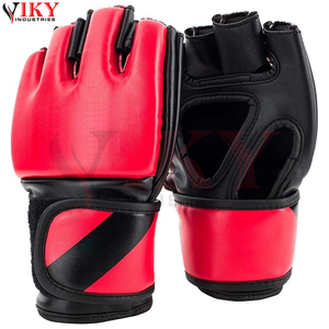 Nouvel Arrivage Prix de Gros OEM ODM Gants de MMA en Cuir Rouge et Noir à Paume Ouverte pour Grappling, Sparring et Entraînement de Combat - Product Image 1