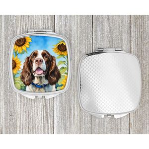 Miroir de maquillage de voyage compact pour femmes filles Springer Spaniel Tournesols Décoratif Pliant Poche Idées cadeaux - Product Image 4