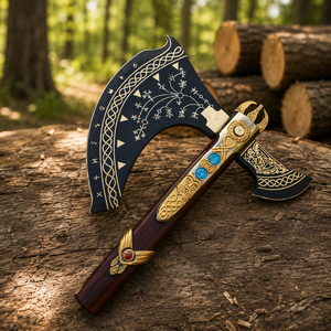 Hache Leviathan de Kratos, en acier forgé, manche en bois de rose, pour bricolage, cadeau pour garçons d'honneur, homme, mari, papa, anniversaire - Product Image 3