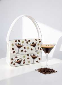 Pochette élégante perlée avec broderie Martini et fermeture à rabat, sac à main de soirée pour femme, qualité supérieure, broderie de perles palmiers en lin - Product Image 2