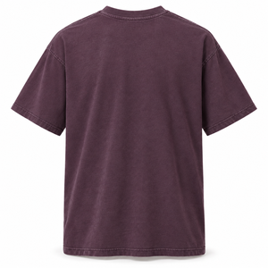 เสื้อยืดคอกลมแขนสั้นทรงหลวมสไตล์สตรีทแวร์ ผ้าฝ้าย 100% หนัก 260 กรัม สีพลัมอมเทา ล้างสีแบบวินเทจ - Product Image 2