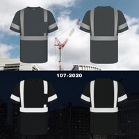T-shirt de travail haute visibilité gris foncé pour homme avec bandes réfléchissantes et poche poitrine, uniforme de sécurité en polyester