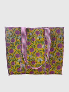 Sac fourre-tout en coton brodé de fleurs avec rayures roses, ouverture supérieure, sac de shopping pour femmes, utilisation toutes saisons - Product Image 2