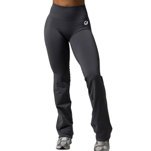 Pantalon évasé gris anthracite pour femme, taille mi-haute, extensible, pour le sport, le fitness, le yoga, l'entraînement, vêtements de sport performants - Product Image 1
