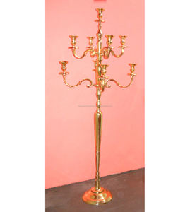 Fabriqué à la main Vintage cinq bras candélabres brillant doré en aluminium multidimensionné pour noël mariage décor à la maison mariage centres de table - Product Image 2