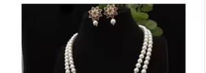 Premium Quality Natural White Round Pearls Set with CZ Stones Look Necklace & <b>Earrings</b> Set Women Girls Wedding Collection - Product Image 2