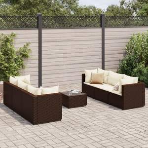 Ensemble de 6 chaises longues de patio crème et marron pour jardin - Product Image 1