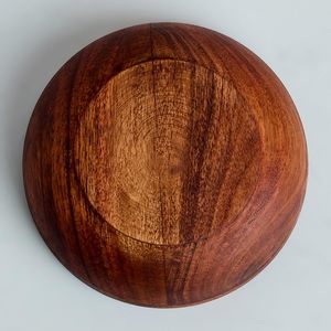 <b>Small</b> Round Wooden <b>Bowls</b> Set Enamel Coated Dishwasher Safe & Eco-Friendly American Style for Kitchen Salad Soup Noodle Serving - Product Image 5