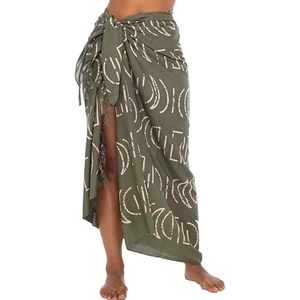 Paréo de plage imprimé pour femme avec franges bohèmes et pince à cheveux noix de coco - Jupe portefeuille ou châle de plage - Product Image 3