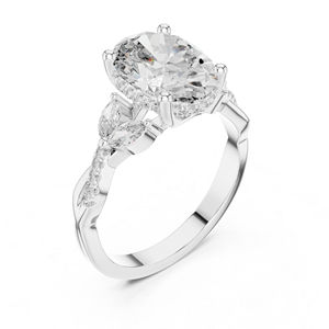 14K Yellow Gold Round, Marquise & Oval Lab-Grown <b>Diamond</b> Engagement Ring for Women | New Grown <b>Diamond</b> - Product Image 5