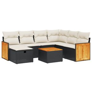 Ensemble de canapés de jardin noir et crème 6 places en rotin avec rangement, mobilier d'extérieur - Product Image 2