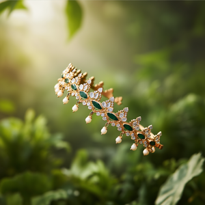 Green Kemp Maang Tikka Crown Tiara - Product Image 3