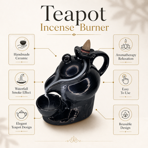 Ceramic Teapot Backflow <b>Incense</b> Burner Waterfall Smoke <b>Cone</b> Holder | Aromatherapy Zen Home Decor Wholesale Export Supplier India - Product Image 5