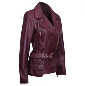 Chaqueta de cuero genuino de oveja al por mayor para mujer, estilo corto, a la moda, para primavera. - Product Image 5