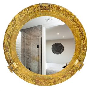 Espejo Decorativo de Pared con Forma de Ojo de Buey de Barco Antiguo, de Latón Oxidado, Decoración Náutica Vintage para el Hogar - Product Image 6